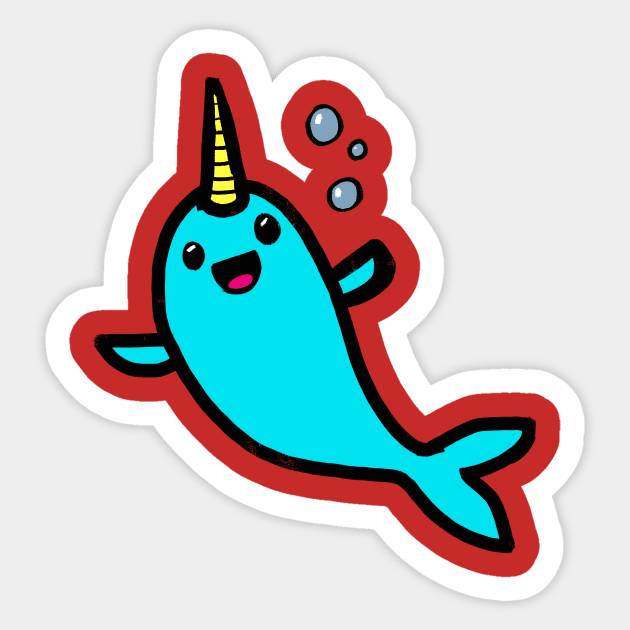 Narwhale playing Sticker by wolfmanjaq